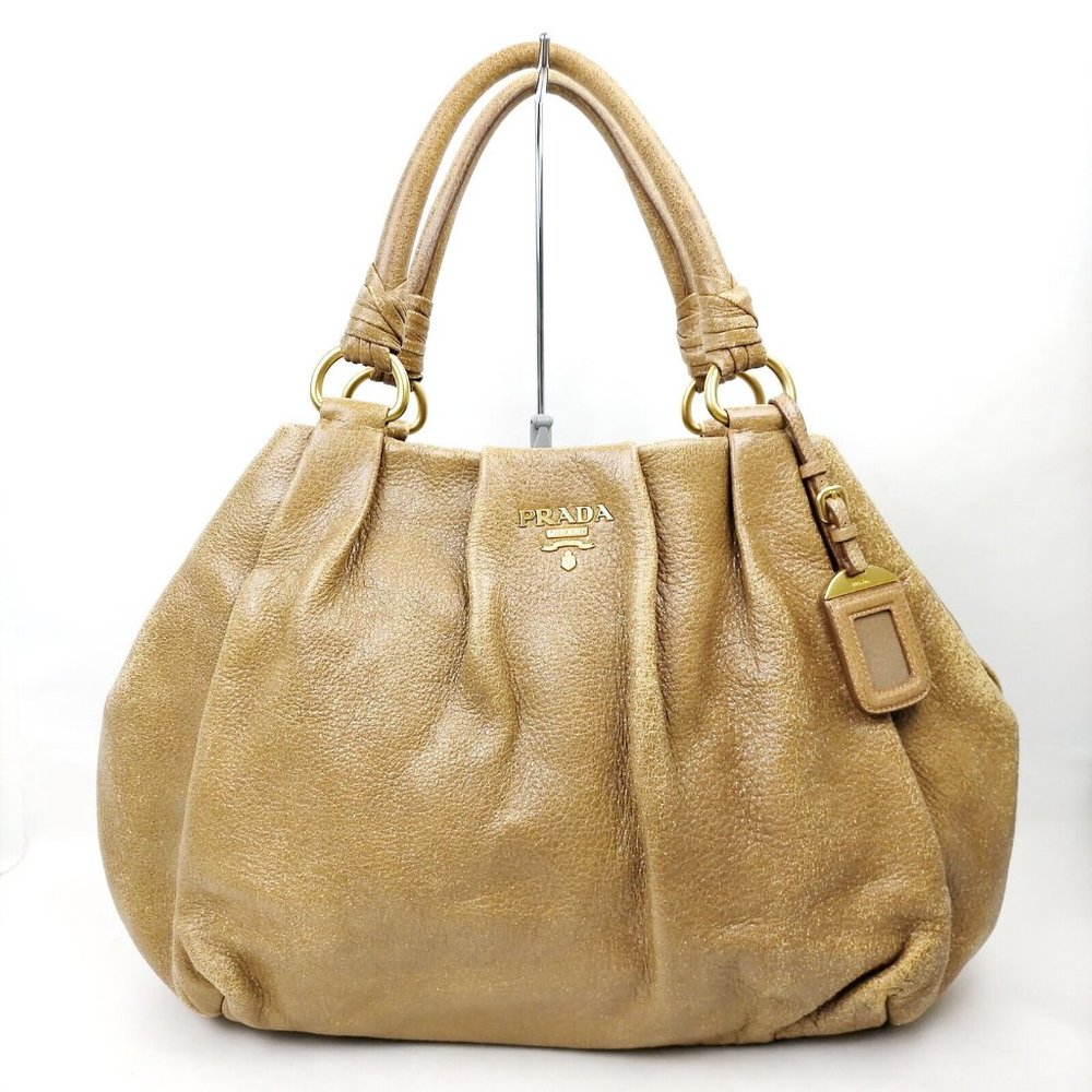 Prada Hand Bag Brown Leather